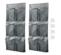 Over The Door Shoe RackDoor Shoe Organizer - 6 Mesh Pockets | 2 Pack Hangin | Sticky Hooks Included, No Drill Installation, Space Saving Storage Bag, Grey Non-Woven, for Bedroom Closet & Dorm