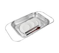 Over The Sink Colander - 11.61-15.94x8.27x2.17 Inches Extendable Stainless Steel Filter Basket | Fine Mesh Draining Basket For Pasta Rice Grain Food Berry Fruit Vegetable Cooking Washing Kitchen