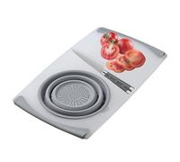Over the Sink Cutting Board with Strainer, Retractable Colander and Drain Basket, Multi-Function Chopping with Storage Containers, Adjustable Kitchen Boards for Washing Slicing Food Prep