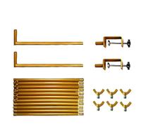Over The Table Rod Stand, Gold Over The Tables Trellis with Clamps, Iron Material, Party Tableware Displays, Balloon Frame, Tabletop Banner Display, Backdrop Stand for Weddings and Events, 2.6x1.2m