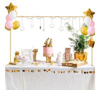 Over The Table Rod Stand with Adjustable Clamps, Adorable Gold Trellis Display Frame for Tabletop Decorations, Balloon Arch, Banner Display, Party and Wedding Backdrop Setup