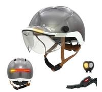 Overade Innovation Française - Casque Life avec Visière, avec Éclairage Puissant Avant/arrière, Télécommande Clignotants Oximote Incluse, Fonction Feu Stop Inclus, Taille Unique. (Pearl Grey)