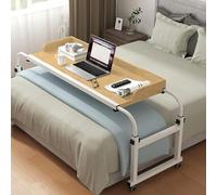 Overbed Table,bureau Lit Table De Lit Roulante Réglable Table De Lit Réglable Avec Roulettes Tables De Lit Table De Lit Pour Ordinateur Portable Pliante(Color:Bois+)