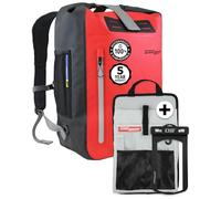 Overboard Pack de 45 L imperméable Rouge | Sac Sec Flottant supérieur pour Kayaking, Plage, Bateau, randonnée, pêche, Rafting | Comprend Un étui de téléphone imperméable et Un Organiseur de Sac à Dos
