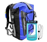 Overboard Sac à Dos Etanche Premium | Sac Flottant | Sac Sec 100% Etanche avec Un Système de Fermeture 2-Way Roll Top (30 L, Bleu)