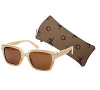 Overcast Lunettes de soleil polarisées UV400 unisexes avec étui artisanal, protection catégorie 3, verres anti-reflets, style bois léger et élégant, ocre