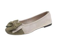 OverDose Boutique Women's Flat Shoes Spring Summer and Autumn Lightweight Suede Round Toe Shallow Mouth Soft Bottom Bow Single Daily Dating Commuting Large Size Ballet AG Taille 43
