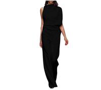 OverDose Soldes Combinaison Asymétrique Femme Chic Pantalon Large de Travail Été Mode Taille Haute Casual Jumpsuit