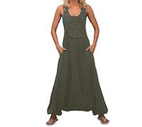 OverDose Soldes Combinaison Femme Été sans Manches Salopette Grande Taille, Loose Pantalon Sarouel Baggy Longue Jumpsuit Blanche Noir Taille S-5XL