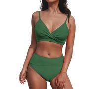 OverDose Soldes Ensemble de Maillot de Bain Triangle à Bretelles, Couleur Unie, à la Mode, décontracté, pour Femmes De Maillot De Bain Menstruelle (a-Green, 34)