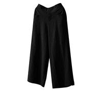 OverDose Soldes Femme en Lin Pantalon Large,Grande Taille Pantalon Ample Femmes avec Poches Été Décontracté Léger Long Pants