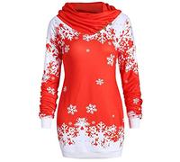 Overdose Soldes Femme Noël Robe Sweat Grande Taille Hiver Pullover Manches Longues Col écharpe Casual Longue Sweatshirt Pas Cher