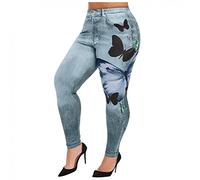 OverDose Soldes Femmes Leggings Grande Taille Imprimé Pantacourt Pantalon de Sport Slim Taille Haute Yoga Fitness Casual Trousers Pas Cher