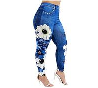OverDose Soldes Femmes Leggings Grande Taille Imprimé Pantacourt Pantalon de Sport Slim Taille Haute Yoga Fitness Casual Trousers Pas Cher