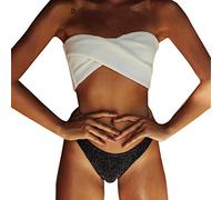OverDose Soldes Maillot de Bain 2 Pièces Femme Bustier Ensemble Bikini, Sexy String Push Up Soutien-Gorge pour Natation/Plongée/Bain de Soleil/Plage Spa