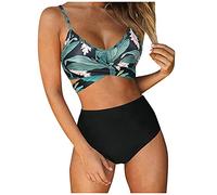 OverDose Soldes Maillots de Bain 2 Pièces Femme Sexy Push Up Bikini 2 Pièces Colorblock Taille Haute Sport Maillot Ensemble Pas Cher