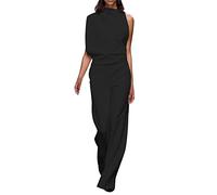 OverDose Soldes Pantalon Droit de Combinaison de Couleur Unie Conception Simple et exquise sous-vêtements (4-Noir, 42)