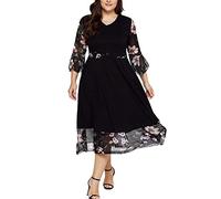 OverDose Soldes Robe Grande Taille Femme Été Soirée Ceremonie Vintage, Sexy Chic Robe Longue pour Grossesse Dames Taille XL-5XL