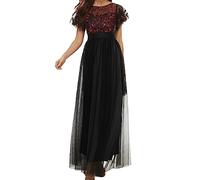 OverDose Soldes Robe Grande Taille Soirée Longue Paillete Femme Été, Chic Habillé pour Mariage Ceremonie Enceinte Femmes XL-5XL