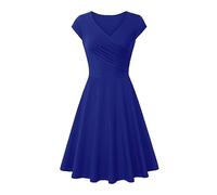 OverDose Soldes Robe Vintage Années 50 Pin up Femme Robe de Soirée Cocktail sans Manches Rétro Imprimé Pois, Grande Taille Sexy Ete Plage Dress