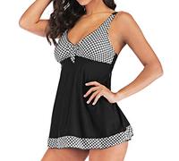 OverDose Soldes Tankini Femme Grande Taille Haute Maillot de Bain 1Pièce Jupette Amincissant Slim Sexy Push Up Monokini Plage