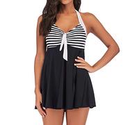 OverDose Soldes Tankini Femme Grande Taille Haute Maillot de Bain 1Pièce Jupette Amincissant Slim Sexy Push Up Monokini Plage