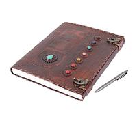OVERDOSE Tree With 8 Stones Vintage Leather Journal - Handmade Antique Diary For Men Women Journal Sketchbook Drawing - Size 10 X 13 Inch | 25 X 33 Cm
