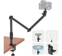 Overhead Desktop Camera Mount,78.9"" Webcam Mount with 1/4"" Screw,C Clamp with Microphone Arm 360° Adjustable for DSLR Cameras,Ring Light,Projector,Webcam,Microphone.