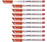 Overhead Pen - STABILO OHPen universal - Water Soluble Fine - Pack of 10 - red W