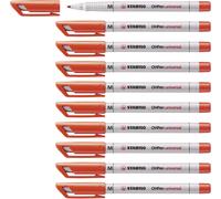 Overhead Pen - STABILO OHPen universal - Water Soluble Medium - Pack of 10 - red