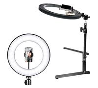 Overhead Phone Holder, Recording Stand, Adjustable Tripod Arm with Light for Live Streaming, Stable Overhead Mount for Cooking Vlogging Teaching Handmade, 11.81 inches