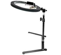 Overhead Phone Mount, Adjustable Selfie Tripod with LED Light, Flexible Phone Bracket and Recording Stand, Camera Rig for Cooking, Vlogging, Live Streaming, Photography, Content Creation, Metal