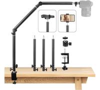 Overhead Table Tripod for Camera, 37.5 to 104.5 cm Flexible Table Tripod, Articulated Arm, Table Mount with 1/4 Inch Ball Head for Camera, Webcam