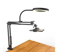 Overhead Trépied de téléphone portable avec lumière anneau, bras flexible de table avec lumière, support flexible pour caméra de bureau avec lumière annulaire pour enregistrement vidéo YouTube Live
