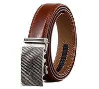 Overhil1s Ceinture pour Hommes en Cuir Marron Boucle Automatique Alliage Pantalon Pantalon Bracelet de Vachette à cliquet raccords Cadeaux (Belt Length : 115, Color : Camel)