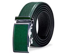 Overhil1s Ceintures, Curée de boucle en cuir vert Hommes Cuir Ceintures automatiques for hommes taille jeans (Color : Grün, Size : Length 130cm)