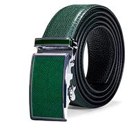 Overhil1s Ceintures, Curée de Boucle en Cuir Vert Hommes Cuir Ceintures automatiques for Hommes Taille Jeans (Color : Grün, Size : Length 110cm)