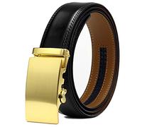 Overhil1s Curée d'affaires en Cuir Noir for Hommes Boucle d'alliage d'or Boucle Solide Simple Formel Suit de la Taille de la Taille de la Coiffure (Belt Length : Length 110cm, Color : Le Noir)