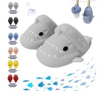 Overhil1s Pantoufles en Fourrure de Requin for Enfants et Adultes, Doublure Amovible, Hiver, Confortables, Chaudes, imperméables, antidérapantes, Pantoufles en Forme de Nuage de Requin(Gris,38/39 EU)