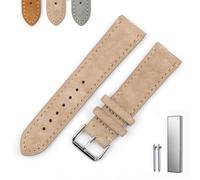 Overhil1s Vintage Suede Watch Strap, 18mm 20mm 22mm 24mm Quick Release Suede Leather Watchband Men Wome Leather Replacement Strap (Color : Beige (with edge), Size : 18mm)