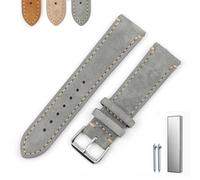 Overhil1s Vintage Suede Watch Strap, 18mm 20mm 22mm 24mm Quick Release Suede Leather Watchband Men Wome Leather Replacement Strap (Color : Gray (with edge), Size : 22mm)
