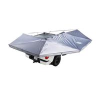 Overland Vehicle Systems XD Nomadic 270 - Auvent avec lumières et occultants, côté passager, hexagonal gris, bordure noire et housse de voyage noire
