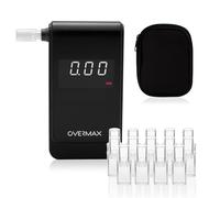 Overmax AD-10 Alcoomètre, Alcootest Personnel, Mesure de Précision +/- 0,05 ‰ / 0,005% BAC, 15 Embouts Buccaux, Temps de Réponse 5 Secondes Mémoire de Mesure, Calibrage, Piles 2 x AAA
