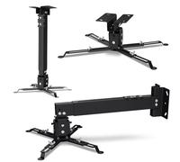 Overmax Ceiling Mount Support de projecteur jusqu'à 20 kg, Longueur réglable, réglage Angulaire de 25 degrés, en Acier, Montage Mural et au Plafond, Structure légère et Stable (Noir)