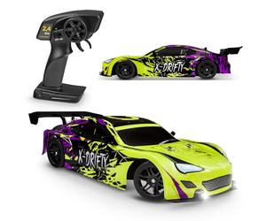 Overmax X-Drifty Voiture télécommandée pour Enfants 3+, Voiture de Drift 1:16, 20 km/h, portée Jusqu’à 80 m, 4WD, 2 Batteries 500 mAh, Jeu de Roues, Jeu d’Obstacles, Autocollants