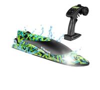 OVERMAX X-Surge Bateau de Course RC Télécommandé avec Lumière LED 35 km/h 1200 mAh Batteries 30 Min d'amusement Vitesse Réglable Jusqu'à 100 m, Jouet pour Piscine et Lacs