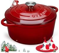 OVERMONT 26 cm Cocotte en Fonte Émaillée Four Hollandais Antiadhésive avec Couvercle Poignées e Recette