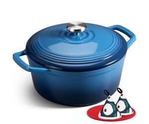 OVERMONT 26 cm Cocotte en Fonte Émaillée Four Hollandais Antiadhésive avec Couvercle Poignées e Recette