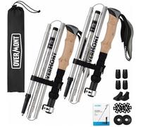Overmont Bâtons de Marche - Lot de 2 Cannes de Marche Pliables en Aluminium pour Homme et Femme avec système de Verrouillage Rapide, Aluminium 7075, Pliables, Ultra légères pour la randonnée, Le