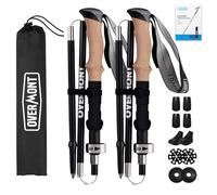 Overmont Bâtons de Randonnée Pliables en Aluminium Ultra léger - Réglable de 110 à 125 cm - Bâtons de Marche Nordique - 1 Paire avec Accessoires Tout-Terrain - Noir